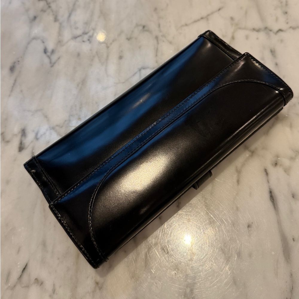 GUCCI Tom Ford Era “Avedon” Long Continental Wallet Black Box Calf Silver Buckle - Picture 3 of 8